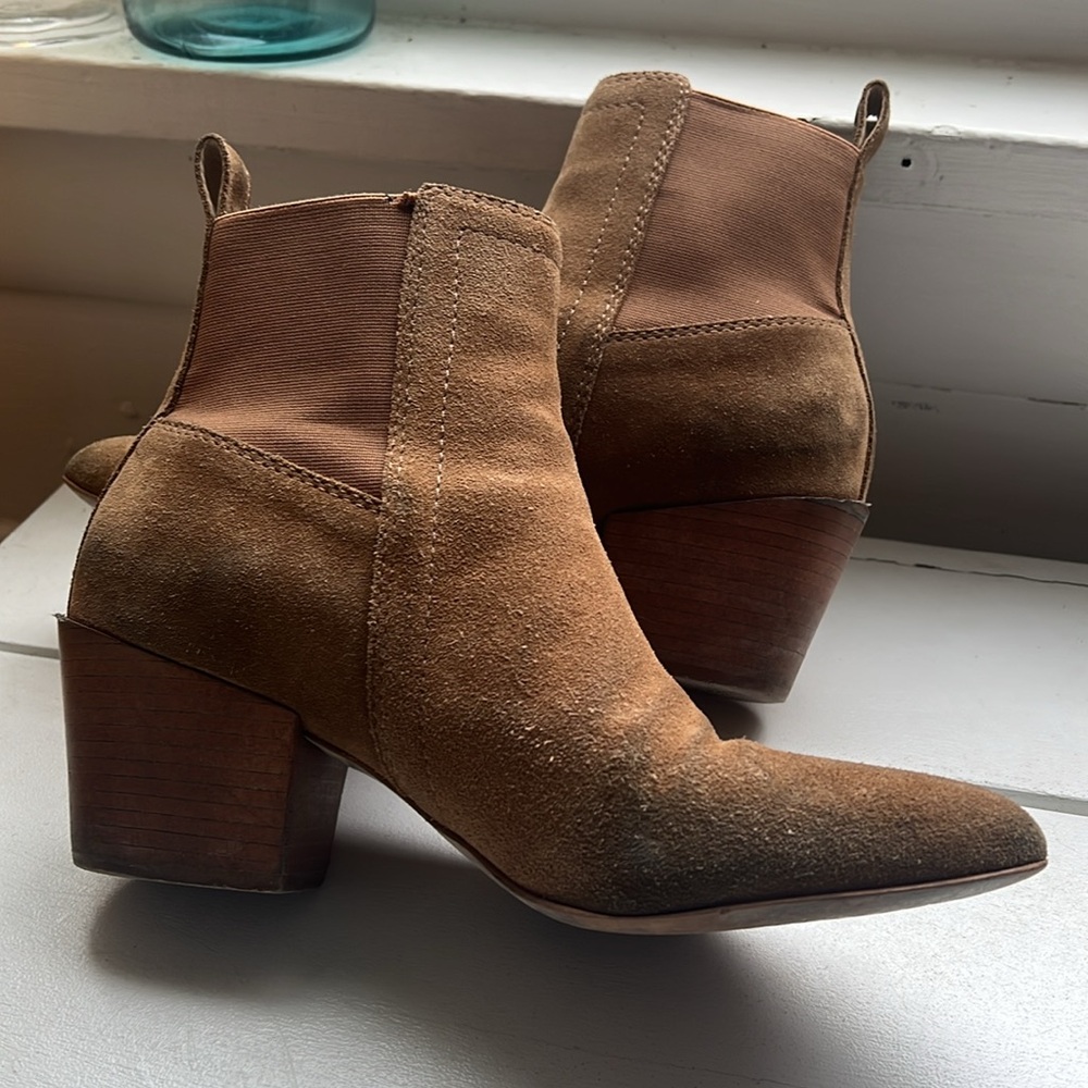 Matisse Tan Suede boots high heel booties brown pointed toe Women’s size 8.5 - Picture 7 of 13